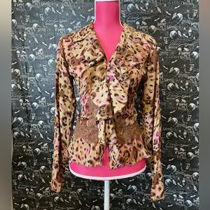 Allison Taylor Leopard Print Blazer with Pink Accents